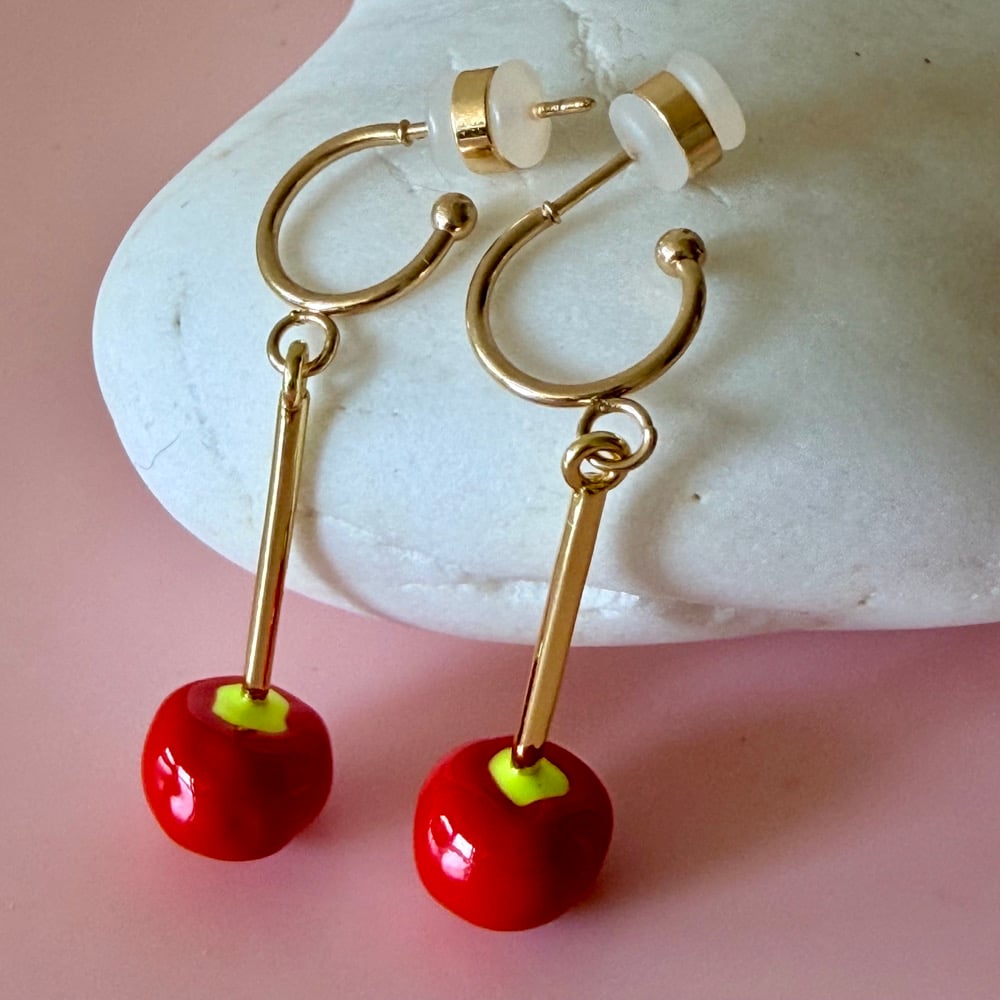 Image of Cherry Drop Half Hoops
