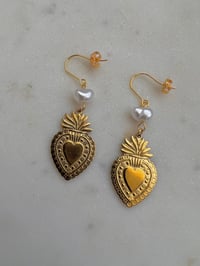 Image 1 of SACRED HEART WITH PEARL EARRINGS 