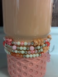 Image 2 of Pastel Gummy Bear Tumbler Bracelet Stack | Peach & Pink Cup Accessory