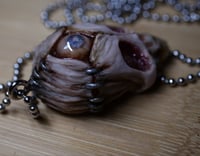 Image 8 of Third Eye Skull pendant, stainless chain , moon stone eye, OOAK one of a kind 