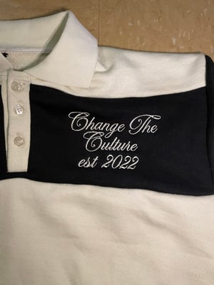 Image of Black and Cream Rugby Polo Shirt 