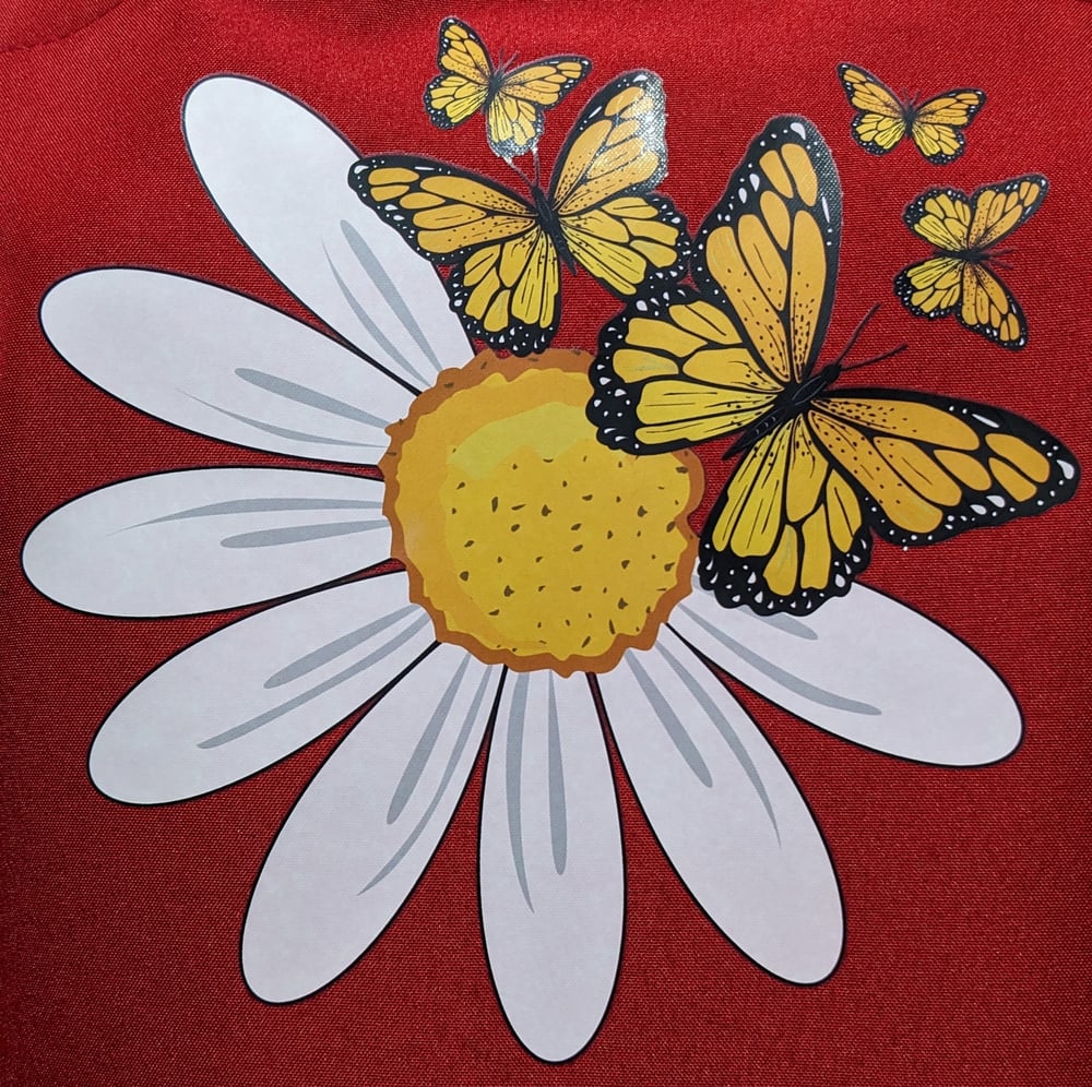 Image of Flowers and Butterflies Apron (red)