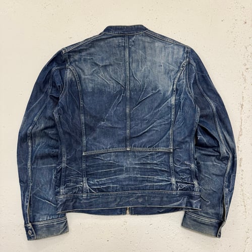 Image of 2000s Diesel Distressed Denim Biker Jacket, Size Medium