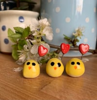 Image 3 of Hand Made Ceramic Cute  Easter Chick holding a Heart.