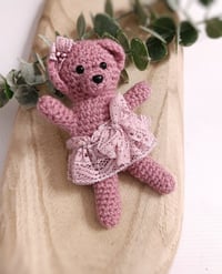 Image 1 of Knitted photoshooting cuddly toy for photoshoot | lady teddy bear | dark dusty pink
