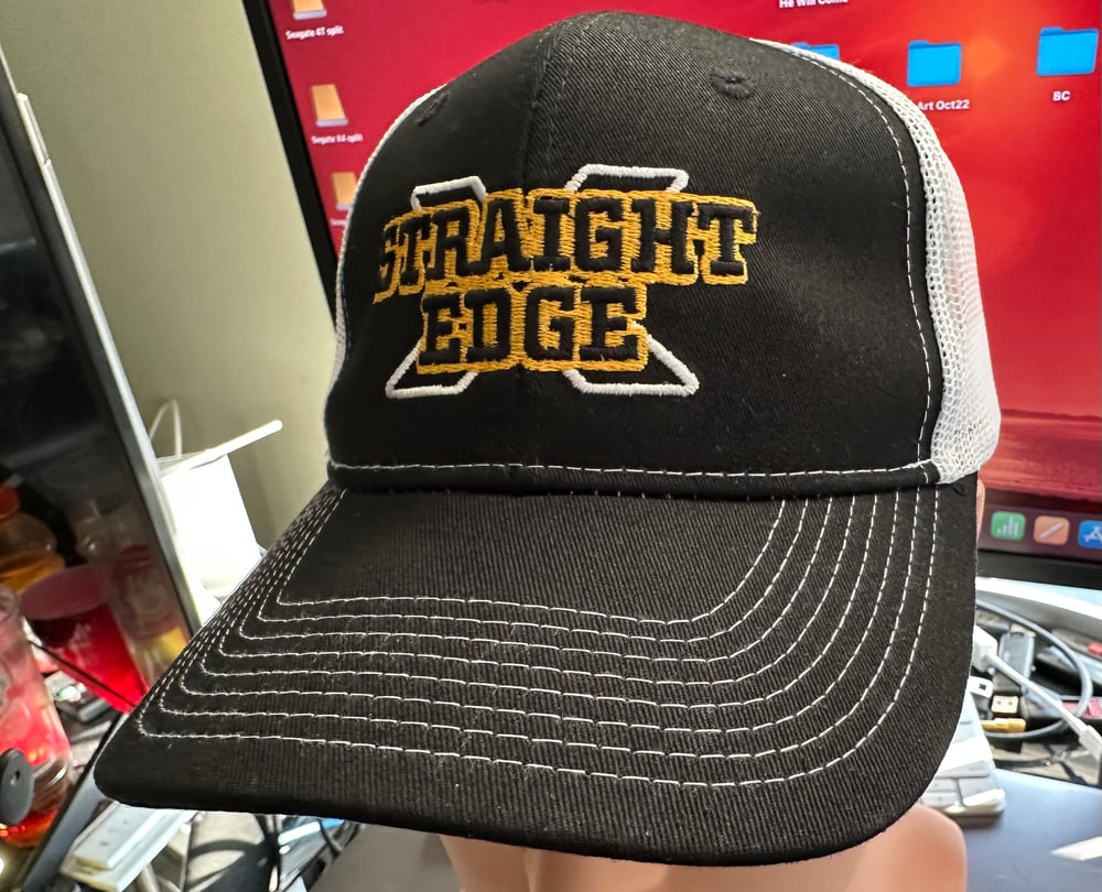 Black & White Mesh "Straight Edge" Snapback Trucker Cap