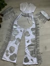 Rhinestone glitter cow chaps, corset and sleeves costume