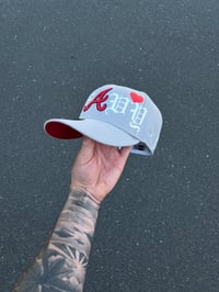 Image 4 of  RED BRIM GREY “HEAVY HEART” ATLANTA BRAVES CUSTOM FITTED