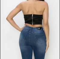 Image 3 of Scallop Edge Zip-up Tube Top black