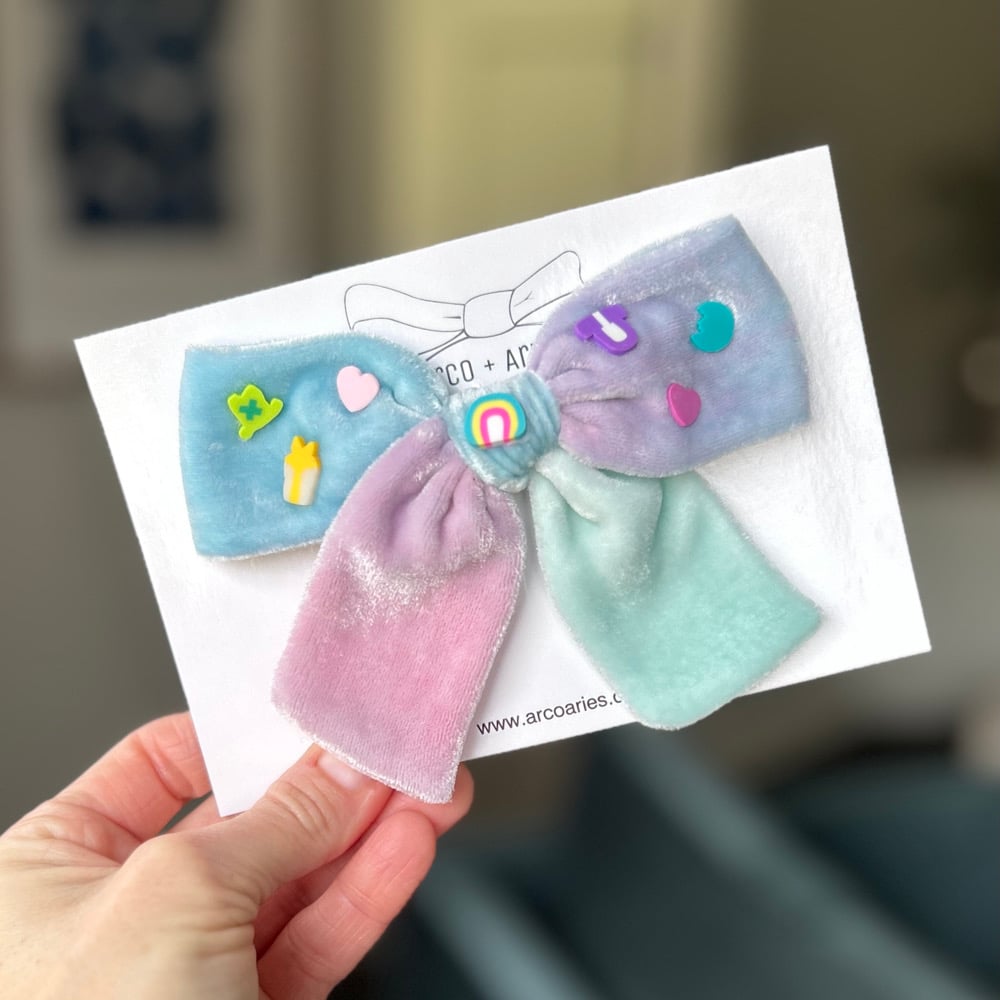 Image of Lucky Charm marshmallow Custom Dyed And Embellished Silk Velvets