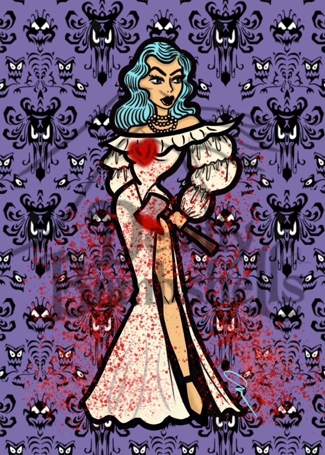 Haunted Mansion Bride- Art Print | Deadly Bombshells