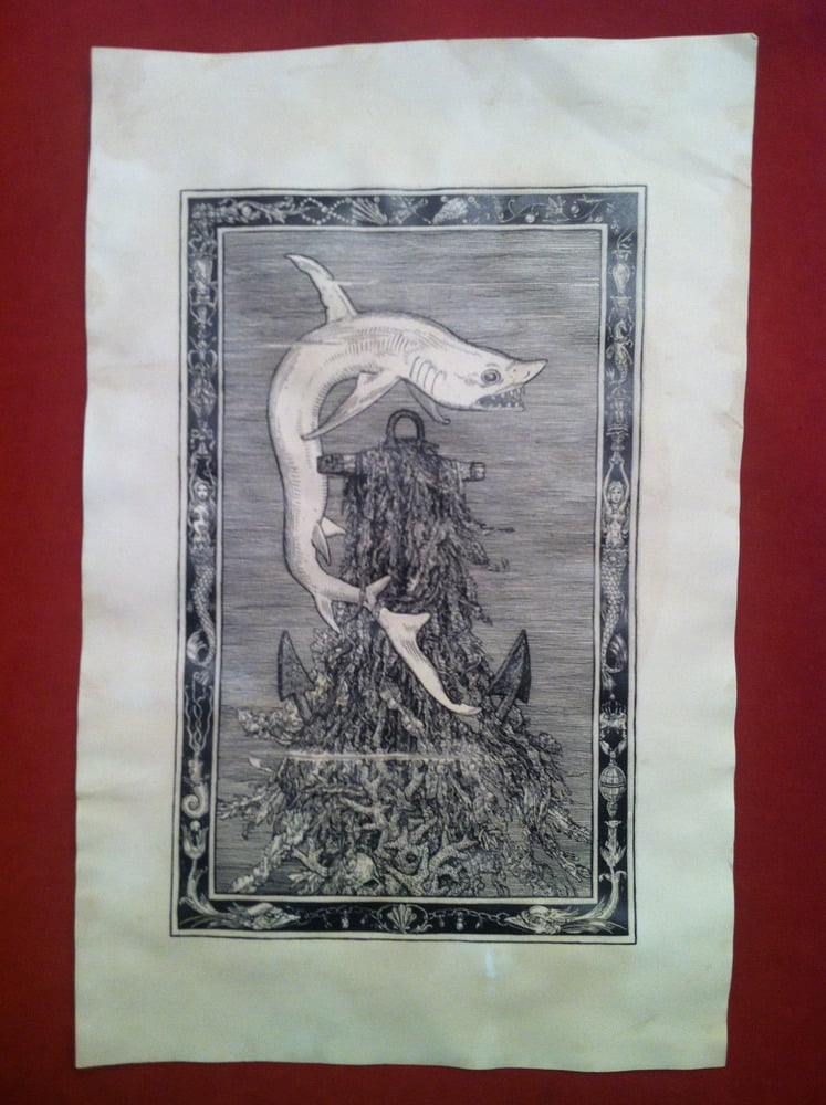 Image of the Shark -hand stained print