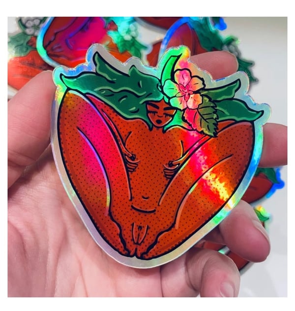Image of Strawberry Holographic Sticker