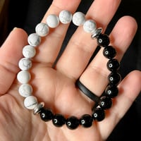 Image 2 of Howlite and Obsidian Bracelet ($8)