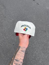 Image 4 of RED BRIM  TRI TONE MEXICO SCRIPT CUSTOM FITTED CAP 