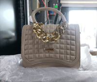 Image 1 of Beige Quilted Handbag & Mini Crossbody