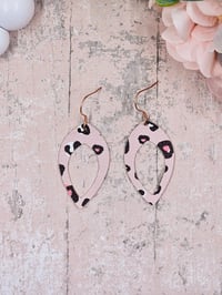 Image 2 of Pink Leopard Print Cut-Out  Earrings
