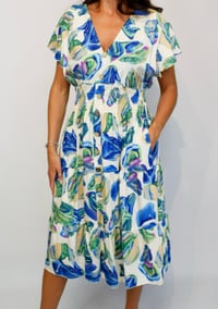 Image 2 of Abstract Colour Flower Button Midi Dress