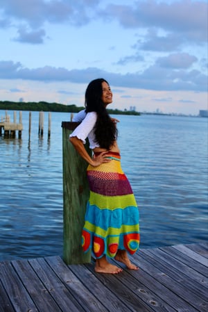 Image of Boho Style colorful handmade crochet Skirt