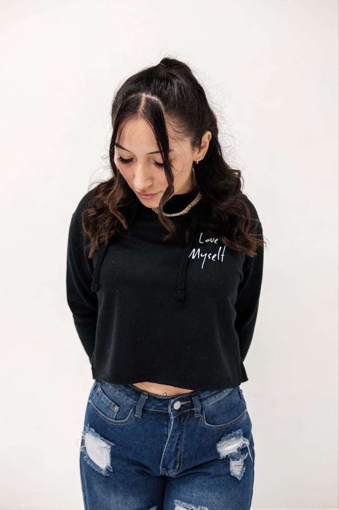 Image of Black ILoveMyself Crop-Hoodie