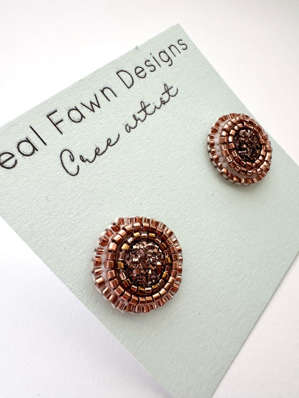 Image of Tiny Copper Beaded Stud Earrings 