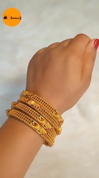 Image 1 of Peacock Temple Bangles Set