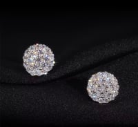 Image 4 of 10mm Hip Hop Round 925 VVS1 Moissanite Earrings 