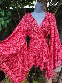 Image 4 of TULUM Tie dye co ord frill skirt  set 💜 red and pink