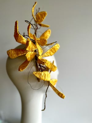 Image of Yellow handmade raffia flowers headpiece SOLD