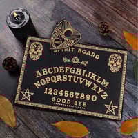 Image 1 of Wooden Laser Engraved Spirit Board Witchcraft Divination Pendulum Board Tarot Card Game Set Display 
