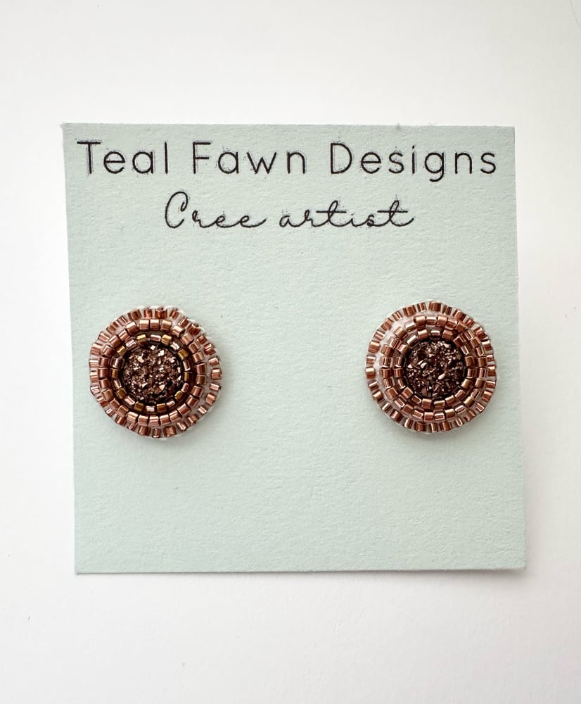Image of Tiny Copper Beaded Stud Earrings 