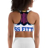 BOSSFITTED White Neon Pink and Blue Sports bra