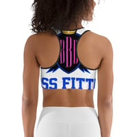 Image 2 of BOSSFITTED White Neon Pink and Blue Sports bra