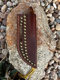 Image 1 of Damascus steel knife w/rosewood handle