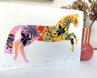 Image 2 of Kiki,a yellow and pink monoprinted horse with collage
