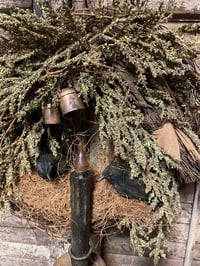 Image 3 of #1.. OLde Crows and Broom ~ Wreath ~ On Candle Sconce ~ Candle~ 