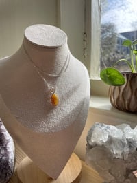 Image 1 of Silver Yellow Mother of Pearl Oval Crystal Necklace