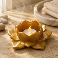 Image 1 of Shimmering Gold  Lotus Tealight Holder • Resin Candle Decor
