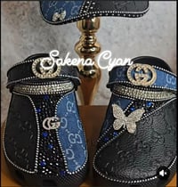 Image 1 of Size 8 Black & Denim Gorg Girl Crocs & Shoulder Bag