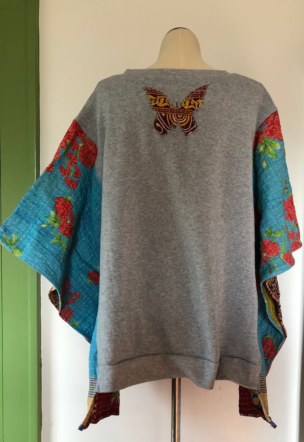 Upcycled “Beg Your Parton” fleece vintage quilt poncho