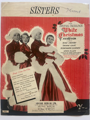 Image of Sisters from White Christmas, framed 1954 vintage sheet music