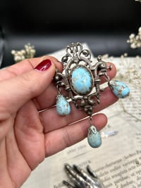 Image 8 of Très grand pendentif en argent et pâte de verre turquoise, XIXème siècle !