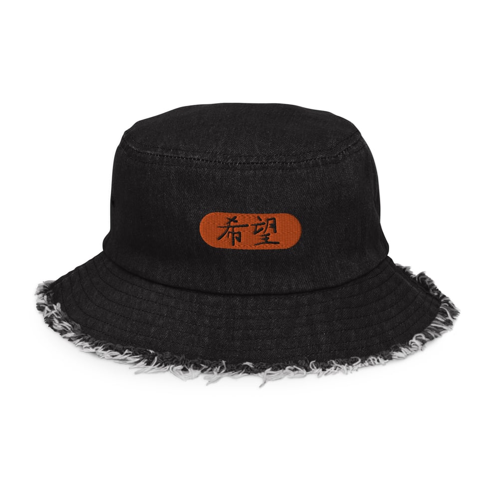 ZEN EXP - Motif Distressed denim bucket hat