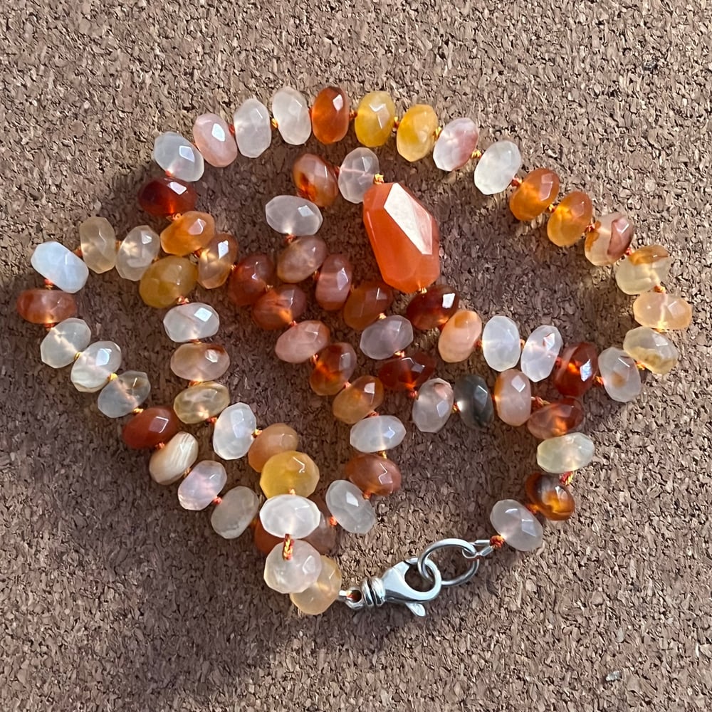 Image of Hand-tied Carnelian Beaded Necklace 