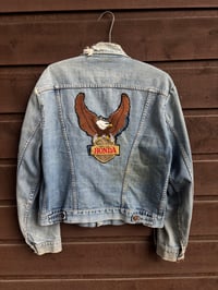 Image 1 of Rare 1970s Wrangler Denim Jacket with Honda Patch - Size Medium