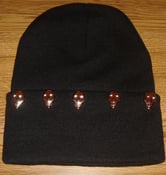 Image of Black and Skeleton Stud Beanie