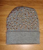 Image of Grey Beanie W/Gold Studs