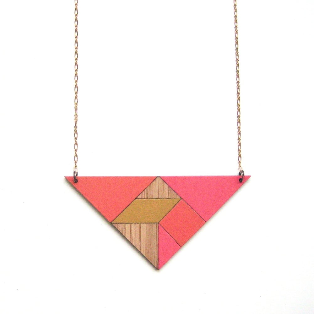 Image of Tangram necklace | Triangle | Warm neon tones