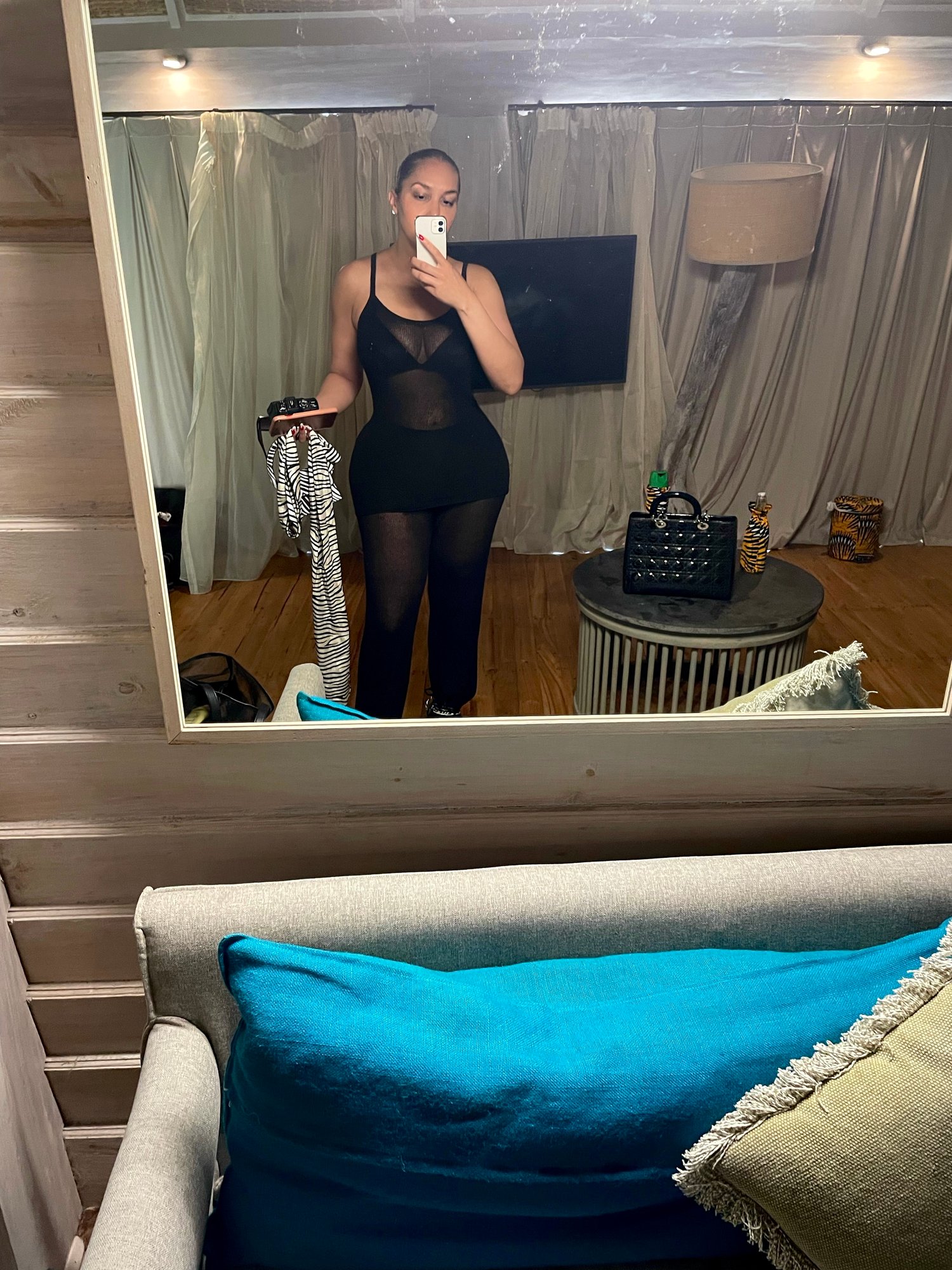 Image of ZARA KNIT/SHEER FLARE PANT SET WITH TANK 