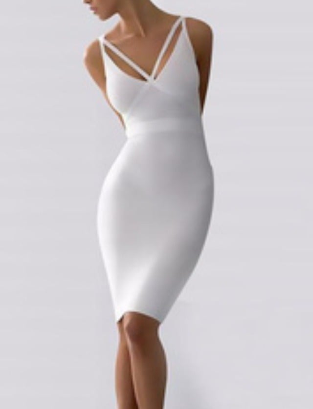 Image of TIGHT WHITE BANDAGE DRESS #BB21